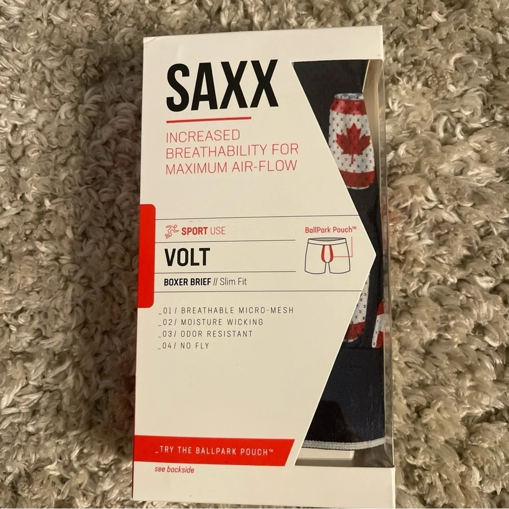 SAXX Men's Boxer Briefs with Beer Can and Maple Leaf Print